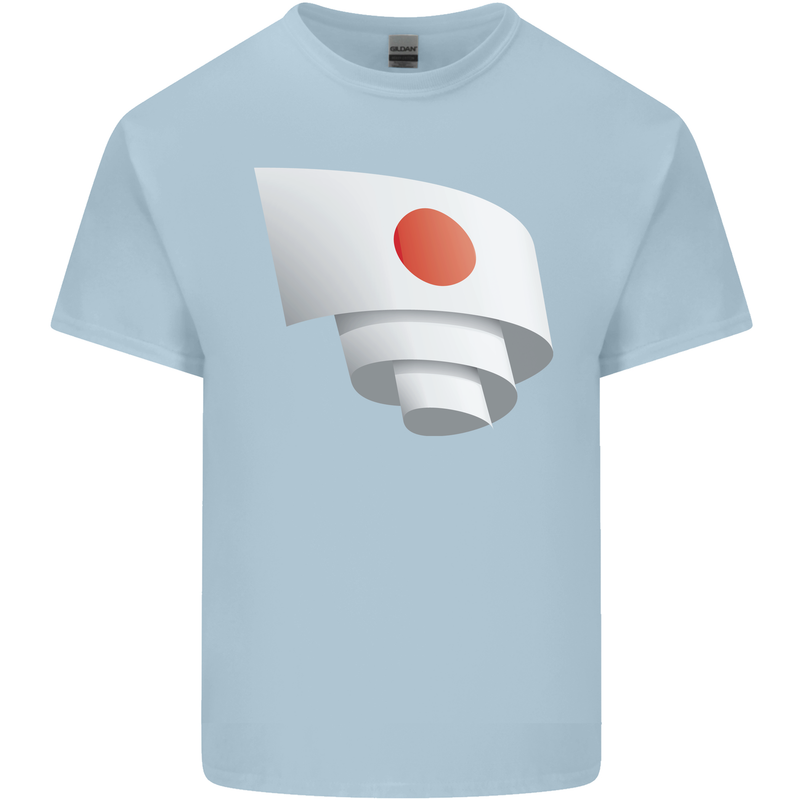 Curled Japan Flag Japanese Day Football Mens Cotton T-Shirt Tee Top Light Blue