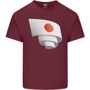 Curled Japan Flag Japanese Day Football Mens Cotton T-Shirt Tee Top Maroon