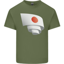 Curled Japan Flag Japanese Day Football Mens Cotton T-Shirt Tee Top Military Green