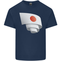Curled Japan Flag Japanese Day Football Mens Cotton T-Shirt Tee Top Navy Blue