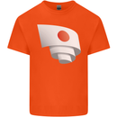 Curled Japan Flag Japanese Day Football Mens Cotton T-Shirt Tee Top Orange