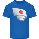 Curled Japan Flag Japanese Day Football Mens Cotton T-Shirt Tee Top Royal Blue