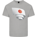 Curled Japan Flag Japanese Day Football Mens Cotton T-Shirt Tee Top Sports Grey