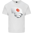 Curled Japan Flag Japanese Day Football Mens Cotton T-Shirt Tee Top White