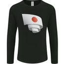 Curled Japan Flag Japanese Day Football Mens Long Sleeve T-Shirt Black