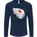 Curled Japan Flag Japanese Day Football Mens Long Sleeve T-Shirt Navy Blue