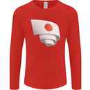 Curled Japan Flag Japanese Day Football Mens Long Sleeve T-Shirt Red