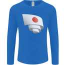 Curled Japan Flag Japanese Day Football Mens Long Sleeve T-Shirt Royal Blue