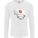 Curled Japan Flag Japanese Day Football Mens Long Sleeve T-Shirt White