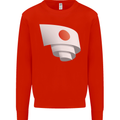 Curled Japan Flag Japanese Day Football Mens Sweatshirt Jumper Bright Red