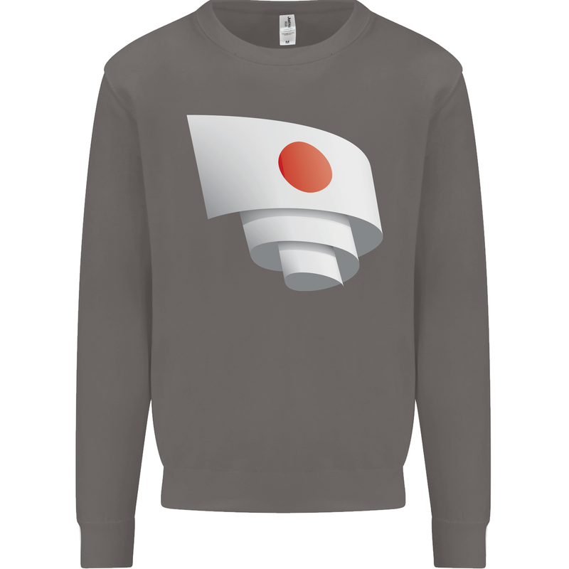 Curled Japan Flag Japanese Day Football Mens Sweatshirt Jumper Charcoal