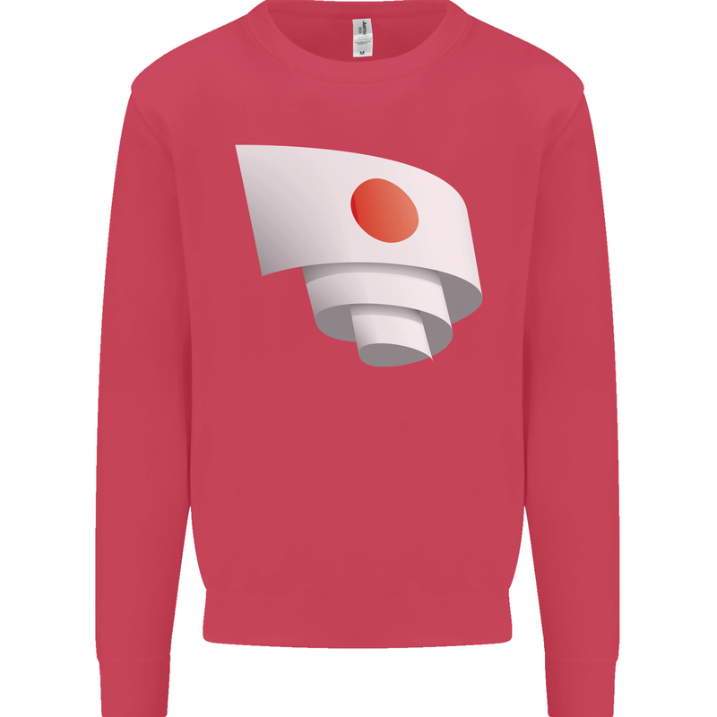 Curled Japan Flag Japanese Day Football Mens Sweatshirt Jumper Heliconia