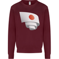 Curled Japan Flag Japanese Day Football Mens Sweatshirt Jumper Maroon