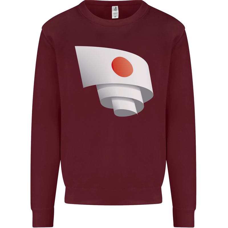 Curled Japan Flag Japanese Day Football Mens Sweatshirt Jumper Maroon