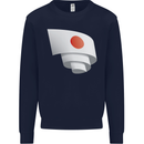 Curled Japan Flag Japanese Day Football Mens Sweatshirt Jumper Navy Blue