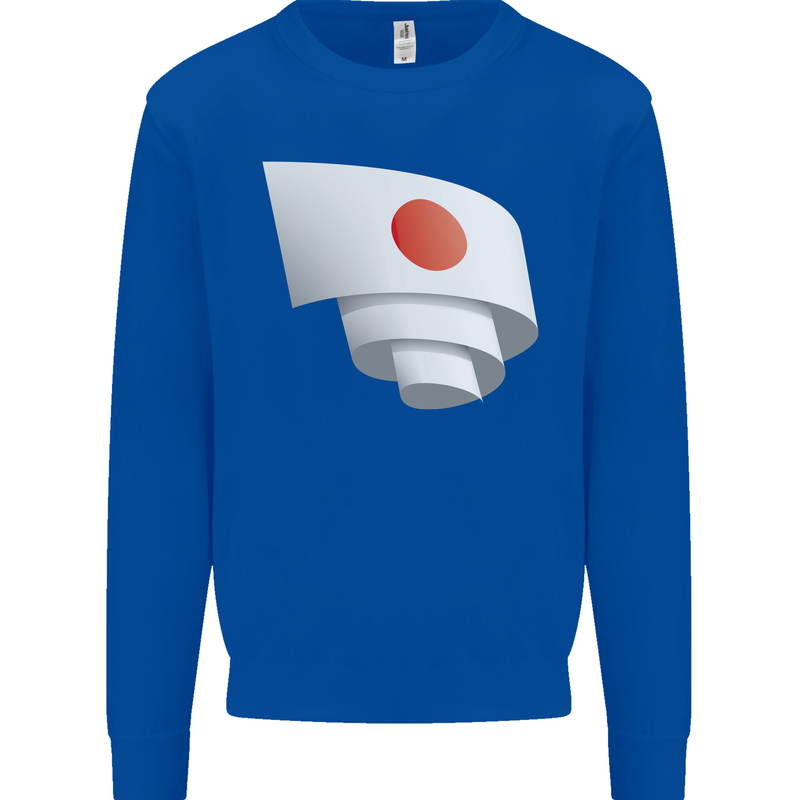 Curled Japan Flag Japanese Day Football Mens Sweatshirt Jumper Royal Blue