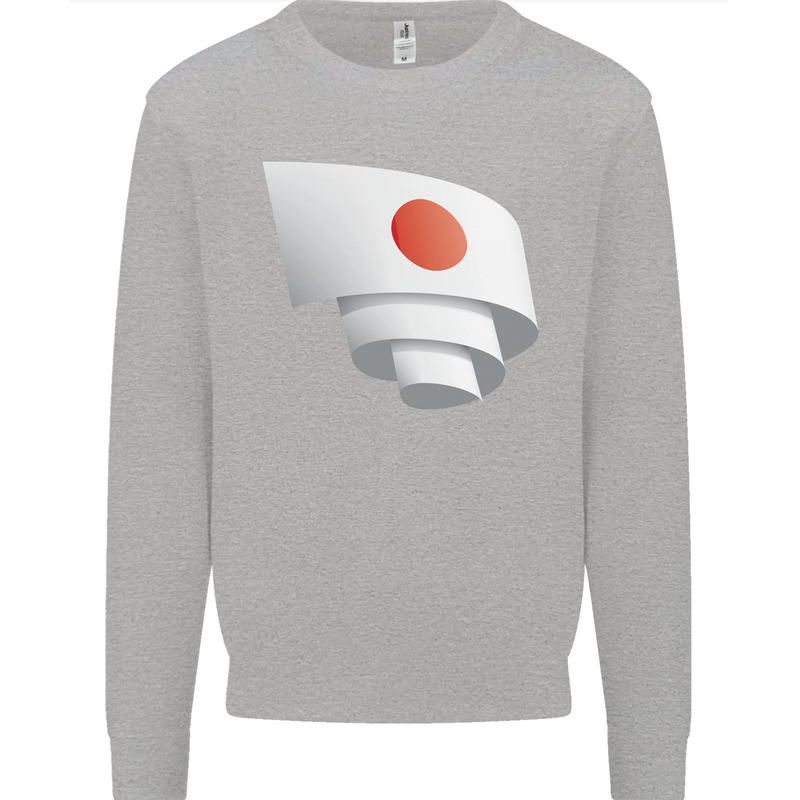 Curled Japan Flag Japanese Day Football Mens Sweatshirt Jumper Sports Grey