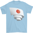 Curled Japan Flag Japanese Day Football Mens T-Shirt 100% Cotton Light Blue