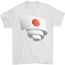 Curled Japan Flag Japanese Day Football Mens T-Shirt 100% Cotton White