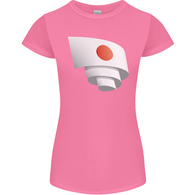 Curled Japan Flag Japanese Day Football Womens Petite Cut T-Shirt Azalea