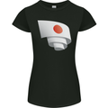 Curled Japan Flag Japanese Day Football Womens Petite Cut T-Shirt Black
