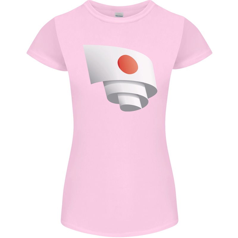 Curled Japan Flag Japanese Day Football Womens Petite Cut T-Shirt Light Pink