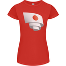 Curled Japan Flag Japanese Day Football Womens Petite Cut T-Shirt Red