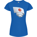 Curled Japan Flag Japanese Day Football Womens Petite Cut T-Shirt Royal Blue