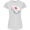 Curled Japan Flag Japanese Day Football Womens Petite Cut T-Shirt White