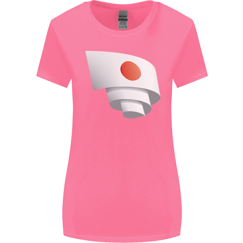 Curled Japan Flag Japanese Day Football Womens Wider Cut T-Shirt Azalea