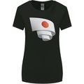 Curled Japan Flag Japanese Day Football Womens Wider Cut T-Shirt Black