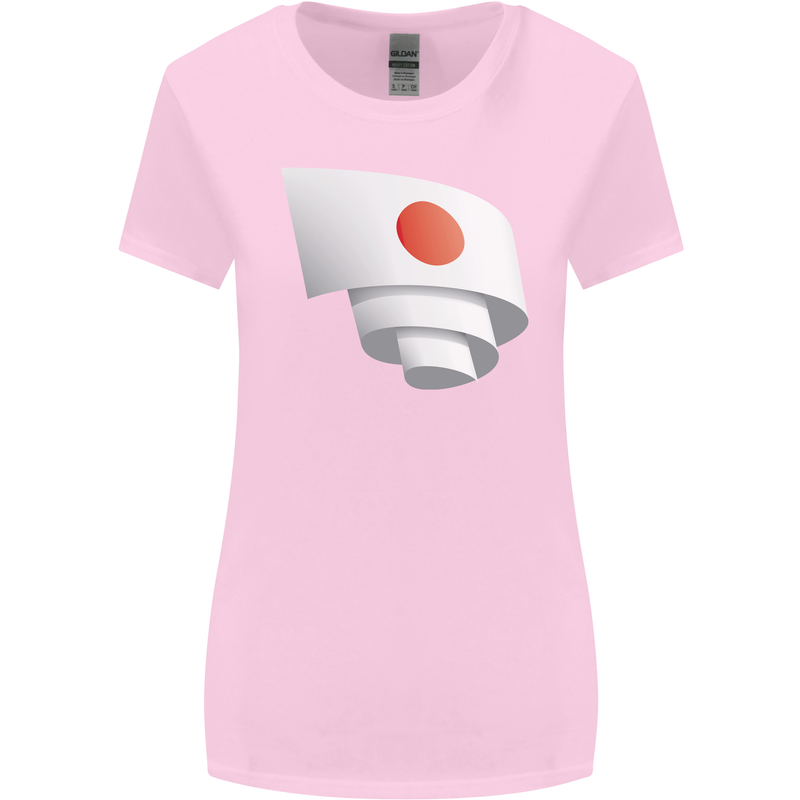 Curled Japan Flag Japanese Day Football Womens Wider Cut T-Shirt Light Pink