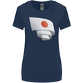 Curled Japan Flag Japanese Day Football Womens Wider Cut T-Shirt Navy Blue