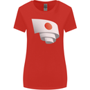 Curled Japan Flag Japanese Day Football Womens Wider Cut T-Shirt Red