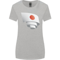 Curled Japan Flag Japanese Day Football Womens Wider Cut T-Shirt Sports Grey