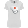 Curled Japan Flag Japanese Day Football Womens Wider Cut T-Shirt White