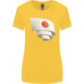 Curled Japan Flag Japanese Day Football Womens Wider Cut T-Shirt Yellow