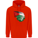 Curled Jordan Flag Jordanian Day Football Childrens Kids Hoodie Bright Red