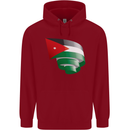 Curled Jordan Flag Jordanian Day Football Childrens Kids Hoodie Red
