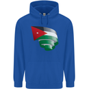 Curled Jordan Flag Jordanian Day Football Childrens Kids Hoodie Royal Blue