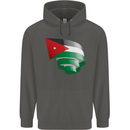 Curled Jordan Flag Jordanian Day Football Childrens Kids Hoodie Storm Grey