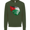 Curled Jordan Flag Jordanian Day Football Kids Sweatshirt Jumper Forest Green