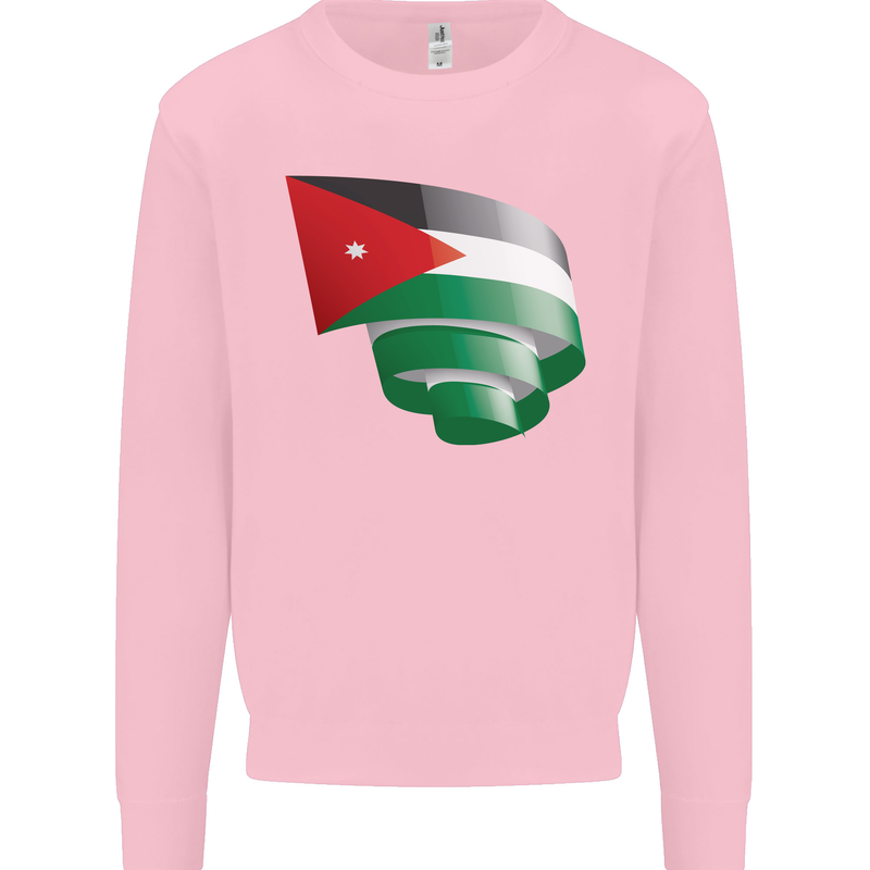 Curled Jordan Flag Jordanian Day Football Kids Sweatshirt Jumper Light Pink