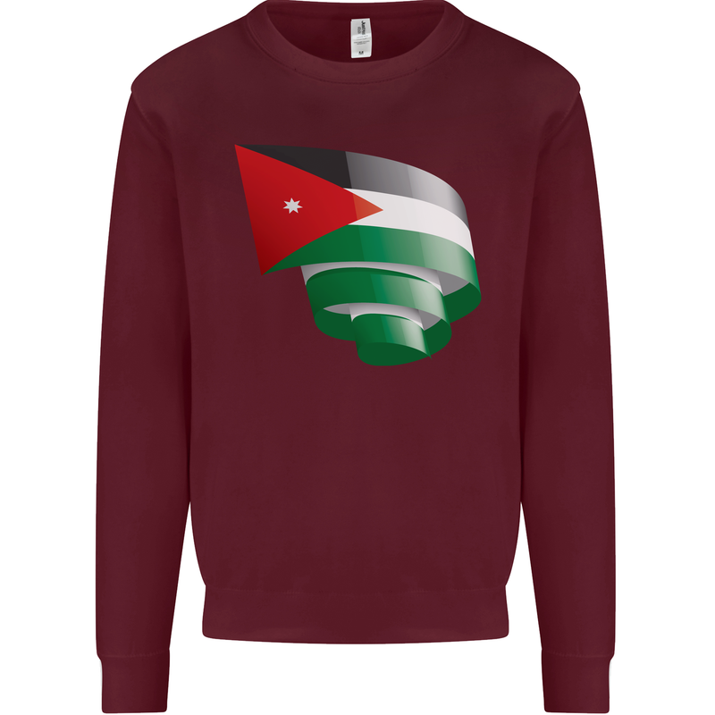 Curled Jordan Flag Jordanian Day Football Kids Sweatshirt Jumper Maroon