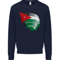 Curled Jordan Flag Jordanian Day Football Kids Sweatshirt Jumper Navy Blue
