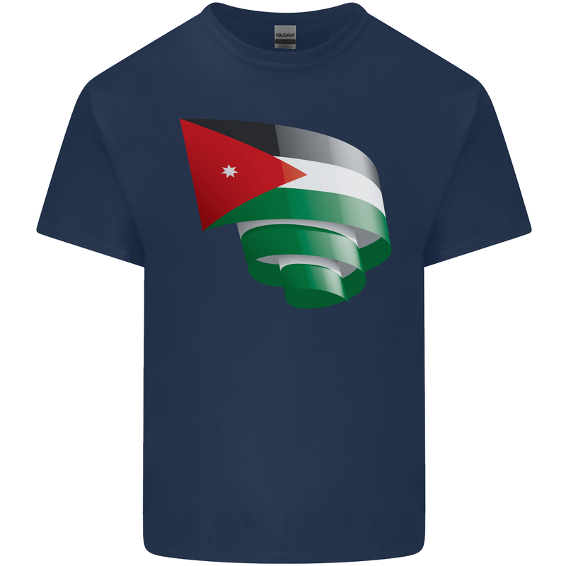 Curled Jordan Flag Jordanian Day Football Kids T-Shirt Childrens Navy Blue