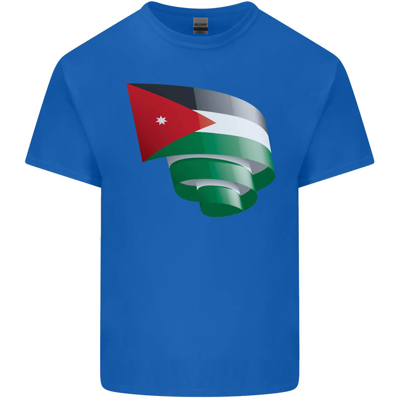 Curled Jordan Flag Jordanian Day Football Kids T-Shirt Childrens Royal Blue