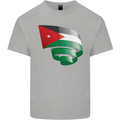 Curled Jordan Flag Jordanian Day Football Kids T-Shirt Childrens Sports Grey