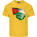 Curled Jordan Flag Jordanian Day Football Kids T-Shirt Childrens Yellow