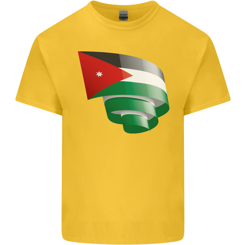 Curled Jordan Flag Jordanian Day Football Kids T-Shirt Childrens Yellow